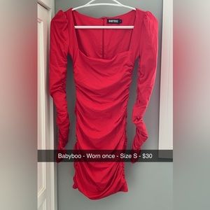 Babyboo Size S Red Ruched Mini Dress
